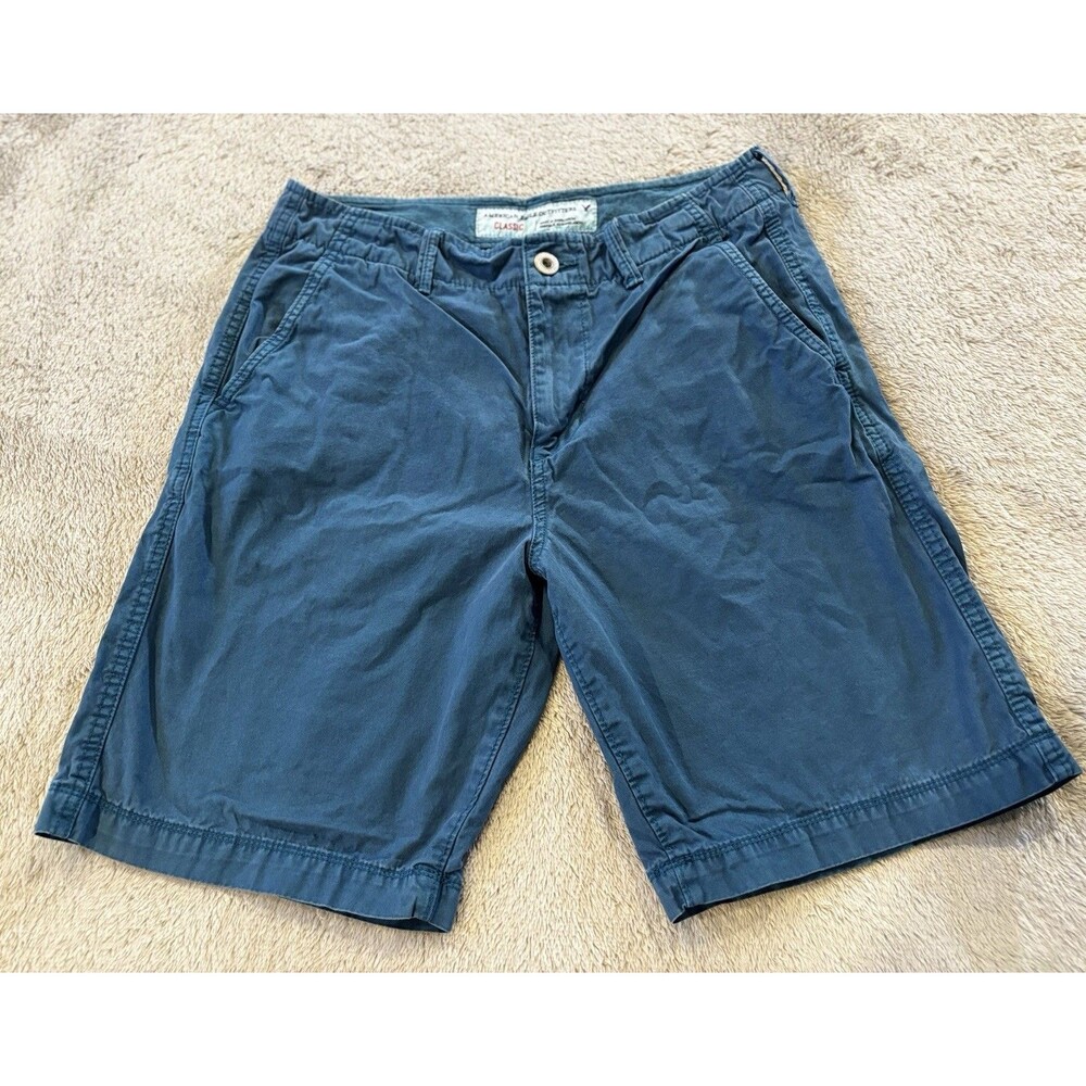 American Eagle Prep Short Cotton Twill Cyan Turquoise Preppy Mens 32 Coastal